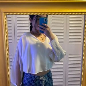Cut out arm white blouse